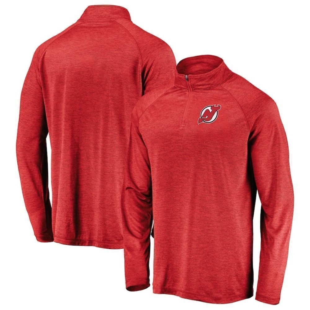 New Jersey Devils Fanatics Branded Contender Quarter-Zip • Heathered Red • NWOT